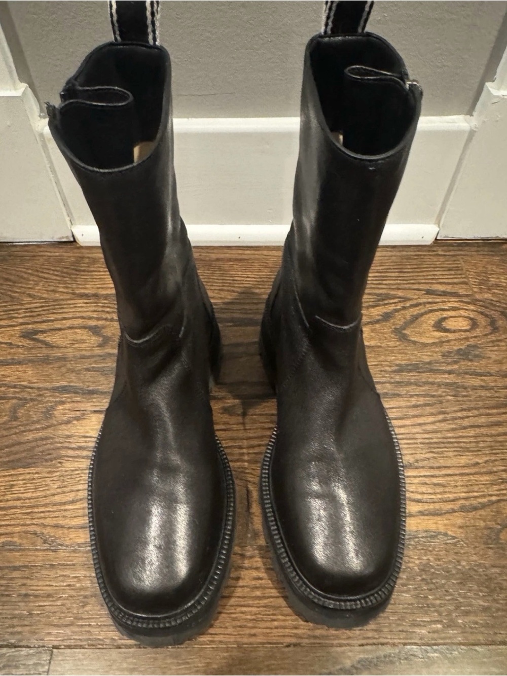 Jimmy Choo Black Leather Tall Combat Boots